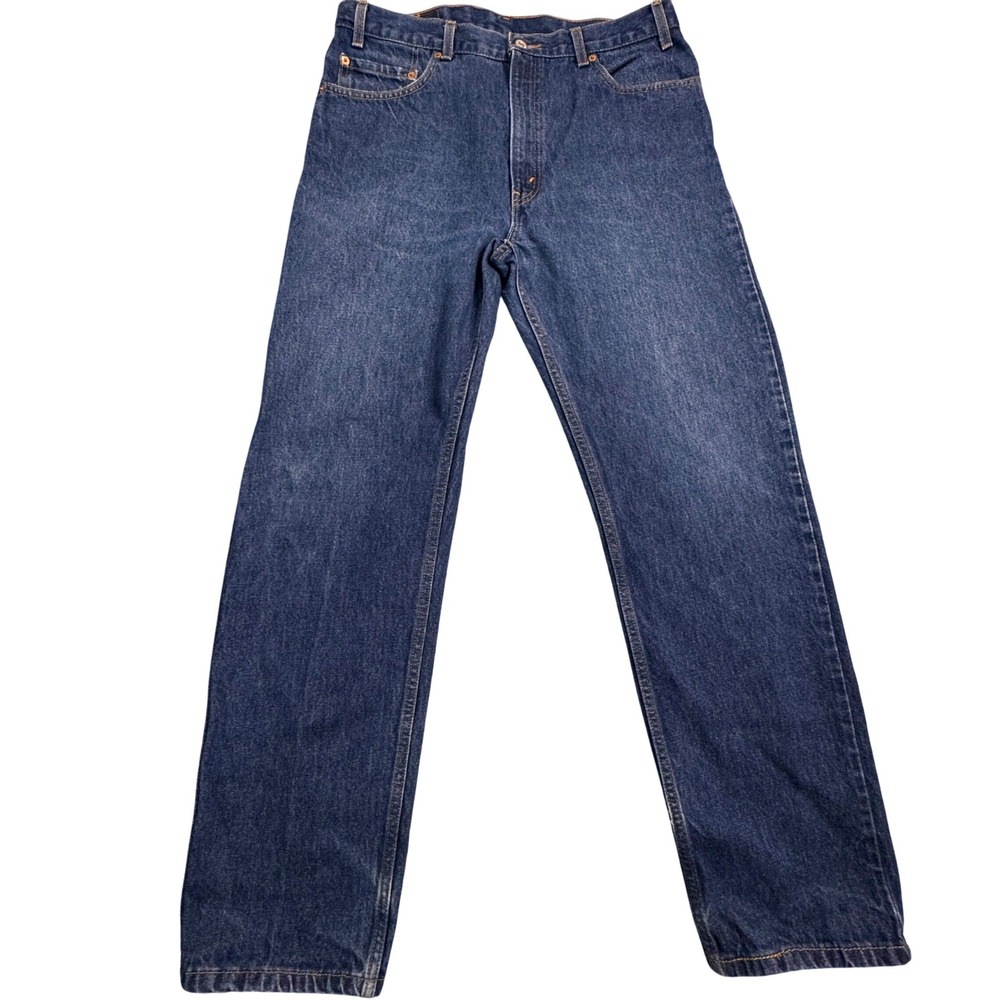 Levi's 505 Mens Jeans Tag Size W36 L32 Regular Fit Straight Leg Dark Wash Denim
